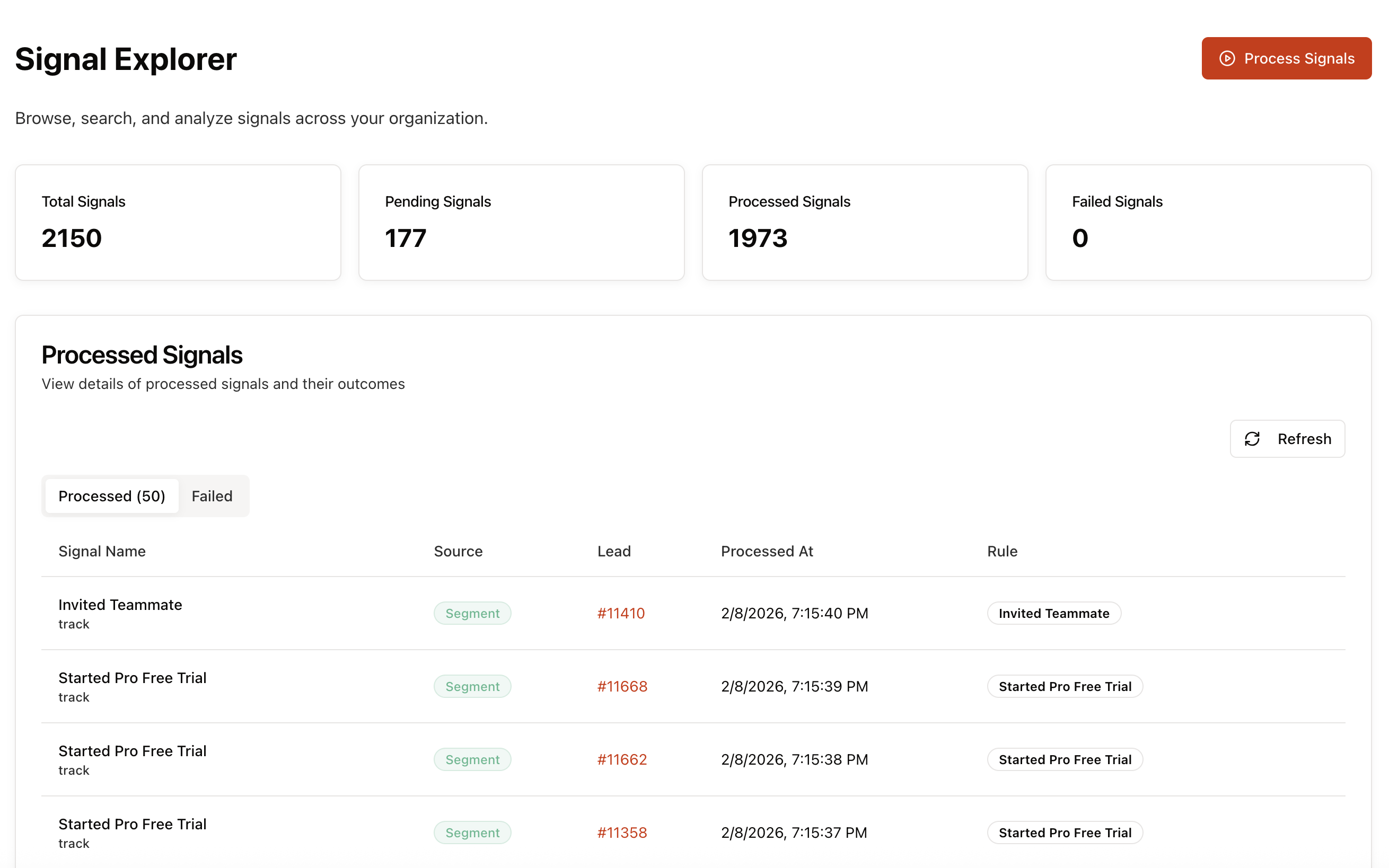 Trailspark Signal Explorer